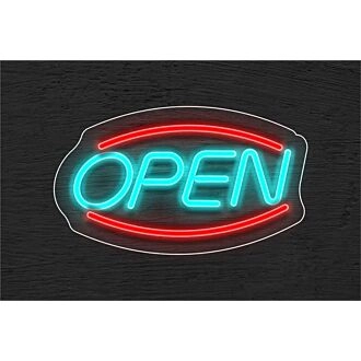 Brighten Your Bar, Storefront, or Office Entrance with the Open With Arc Border LED Neon Sign.