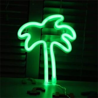 Brighten Up Your Beach-themed Party or Coastal Home Decor with the Palm Tree Shaped LED Neon Night Light Green LED Neon Sign.