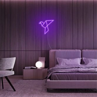 Brighten Up Your Space: Paper Crane LED Neon Sign, Perfect for Home Decor, Office Ambiance, and Celebratory Events.