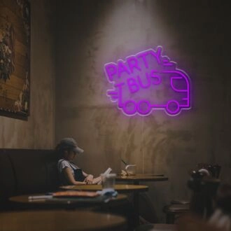 Brighten Up Your Bar, Office, or Party Events with the Vibrant Party Bus LED Neon Sign.