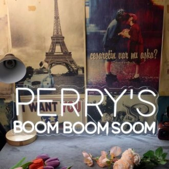 Perry's Boom Boom Boom White Neon Sign