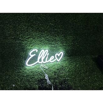 Brighten Your Special Moments: Personalize Custom Ellie With Heart LED Neon Sign for Weddings, Celebrations, and Home Decor.