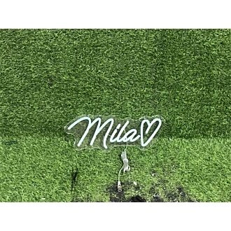 Elevate Your Space: From Weddings to Bars with the Personalize Custom Mila With Heart LED Neon Sign.