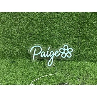 Brighten Your Special Moments: Personalize Custom Paige With Flower LED Neon Sign for Weddings, Parties, and Home Decor