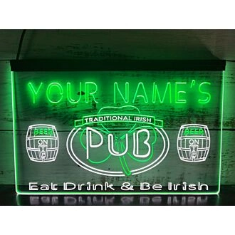 Personalized Your Name Est Year Theme Irish Pub v1 Dual LED Neon Sign for Personalized Decor