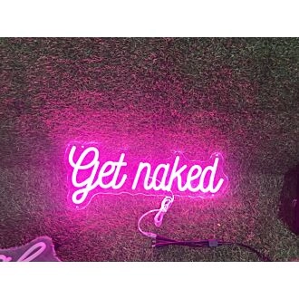 Elevate Your Bathroom or Bedroom Ambiance with the Pink Get Naked LED Neon Sign - Perfect for Home Decor and Bachelorette Parties.