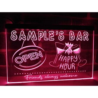Happy Hour Bar Personalized Hanging Neon Sign