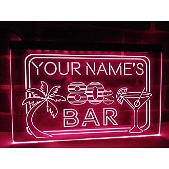 80s Bar Personalized Hanging Neon Sign