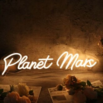 Planet Mars Yellow Neon Sign