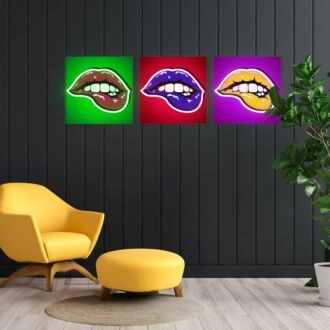 Pop Art Lips Neon x Acrylic Artwork
