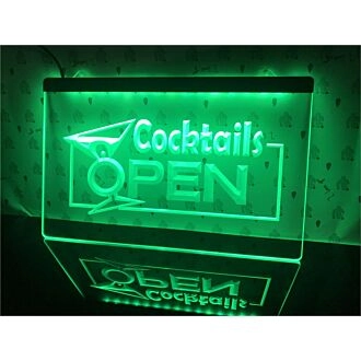 Cocktails Open Hanging Neon Sign