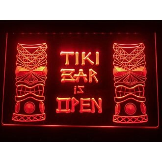 Tiki Bar is Open Hanging Neon Sign
