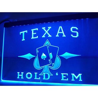 Texas Hold'em Poker Hanging Neon Sign