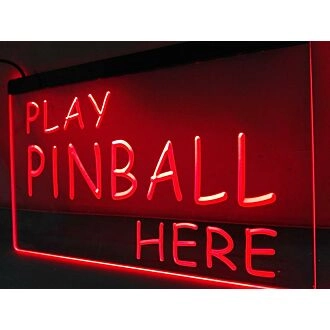 Play Pinball Here Hanging Neon Sign