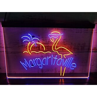 Flamingo Margaritaville Two Tone Hanging Neon Sign