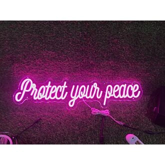 Brighten Your Sanctuary: Protect Your Peace Pink LED Neon Sign for Home Decor, Zen Spaces, and Relaxing Ambiances.