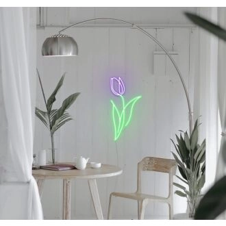 Purple Tulip Neon Sign for Floral and Elegant Decor