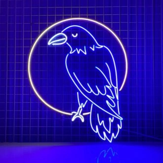Raven Led Neon Sign Raven Led Light Raven In Circle Animal Neon Light