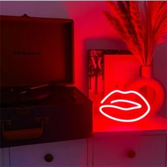 Brighten Up Your Space: Red Lips LED Neon Sign for Home Decor, Office Vibes, and Trendy Bar Settings
