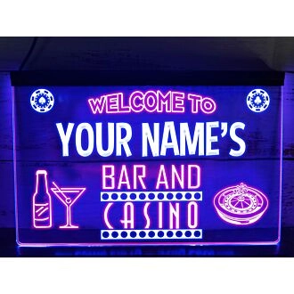 Bar and Casino Two Tone Personalized Hanging Neon Sign