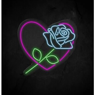 Rose X Heart Neon Sign