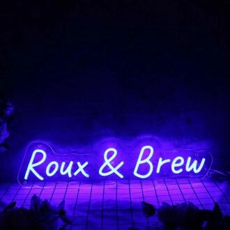 Roux And Brew Blue Neon Sign