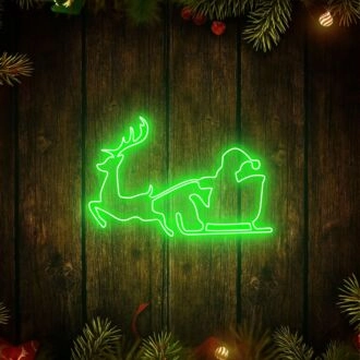 Brighten Your Christmas Celebration: Santa Claus Riding A Sleigh With Reindeer LED Neon Sign for Festive Home Decor, Holiday Parties, and Storefronts.