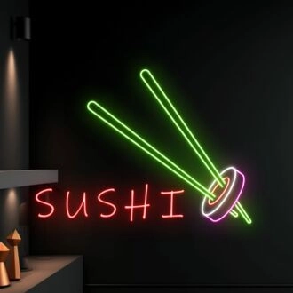 Sashimi Japanese Logo Deco Sushi Hanging Led Neon Sign Light Sushi Store Wall Deco