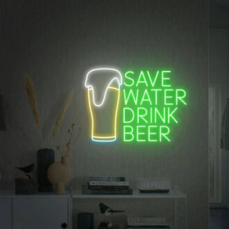 Brighten Your Bar, Wedding, or Party Ambiance with the Save Water Drink Tequila Neon Sign - Perfect for Home Decor and Office Celebrations.