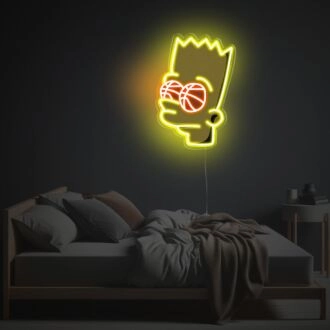 Simpson With Basketball Eyes LED Neon Acrylic Artwork: Perfect for Home Decor, Sports Bars, and Fan-themed Parties.