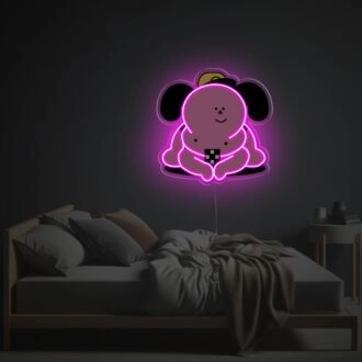 Brighten Up Your Space: Perfect for Home Decor, Bars, and Vibrant Weddings - Sitting Pink Naked Dog LED Neon Acrylic Artwork