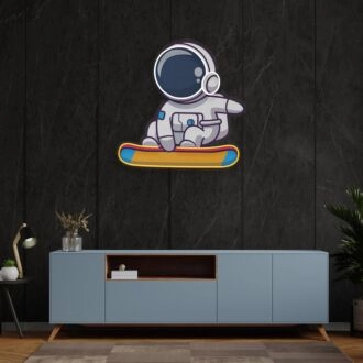 Brighten up your bar, office, or gaming room with the unique Skateboard Astronaut Custom Space Man Custom Led Uv Neon Signs.