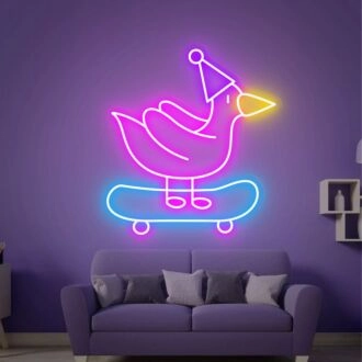 Brighten Up Your Skate-Themed Room, Celebrate in Style with the Skateboard Chick Led Neon Sign - Perfect for Parties, Boys' Birthdays, and Cool Home Decor.
