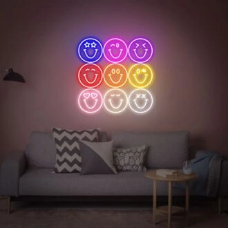Brighten Up Your Space: Ideal for Home Decor, Office Ambiance, and Bar Settings - Smile Led Neon Light Happy Face Neon Sign