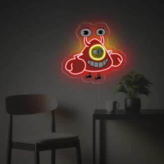 Bring whimsy to your bar or child's bedroom with Spongebob In Mr Crab Suit LED Neon Acrylic Artwork.
