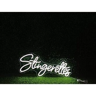 Brighten Your Space: Stingerettes White LED Neon Sign, Perfect for Home Decor, Offices, and Trendy Bars.