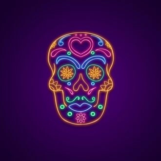 Sugar Skull Neon Sign for Festive and Whimsical Decor