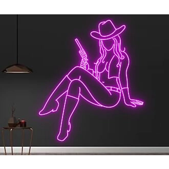 Texas Cowgirl Neon Led Sign Cowgirl Bar Cowboy Hanging Led Neon Sign Light Bar Decor