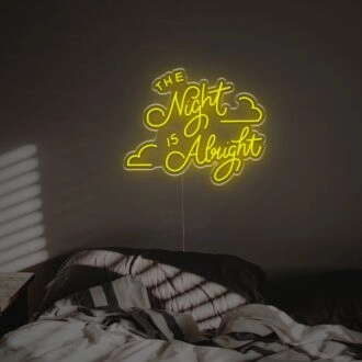 Brighten Up Your Nights: The Night Is Alright LED Neon Sign for Bar, Wedding, and Home Décor Enhancements
