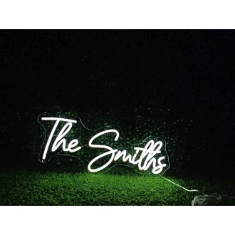 Elevate your office, wedding, or bar ambiance with The Smiths White LED Neon Sign.