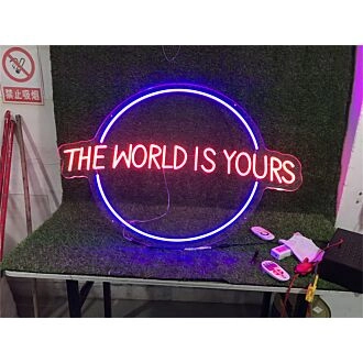 Brighten Your Office, Store, or Bar Ambience with The World Is Yours LED Light LED Neon Sign.