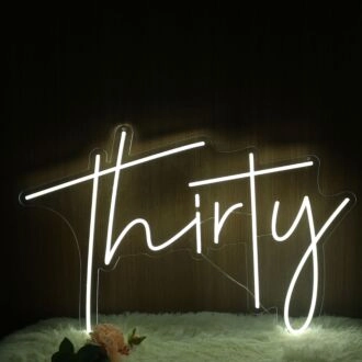 Thirty Neon LED Sign for Birthday and Celebratory Spaces