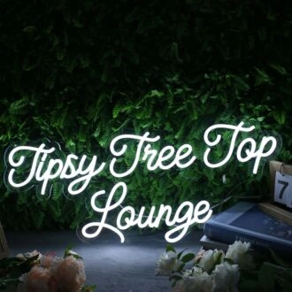 Tipsy Tree Top Lounge White Neon Sign
