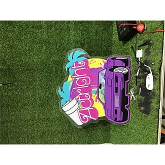 Brighten Your Drive-Thru Cafe or Auto Shop with the Vibrant Uv Actright With Car LED Neon Sign.