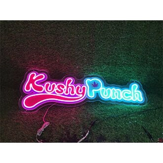 Brighten Up Your Bar, Office, or Home Party Scene with the Uv Kushy Punch Logo LED Neon Sign.