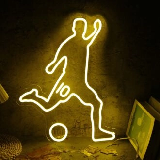 Volleying Soccer Yellow Neon Sign