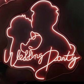 Customize Wedding Party Romantic Kissing Couple Portrait Neon Sign