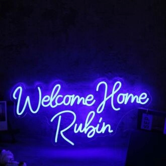 Welcome Home Rubin Blue Neon Sign