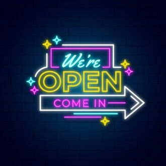 We're Open Come In Neon Sign for Businesses and Shops