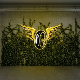 Elevate Your Space: Wing Wheels UV Light Durable Neon Artistry Awaits for Home Decor, Chic Bars, and Festive Weddings.